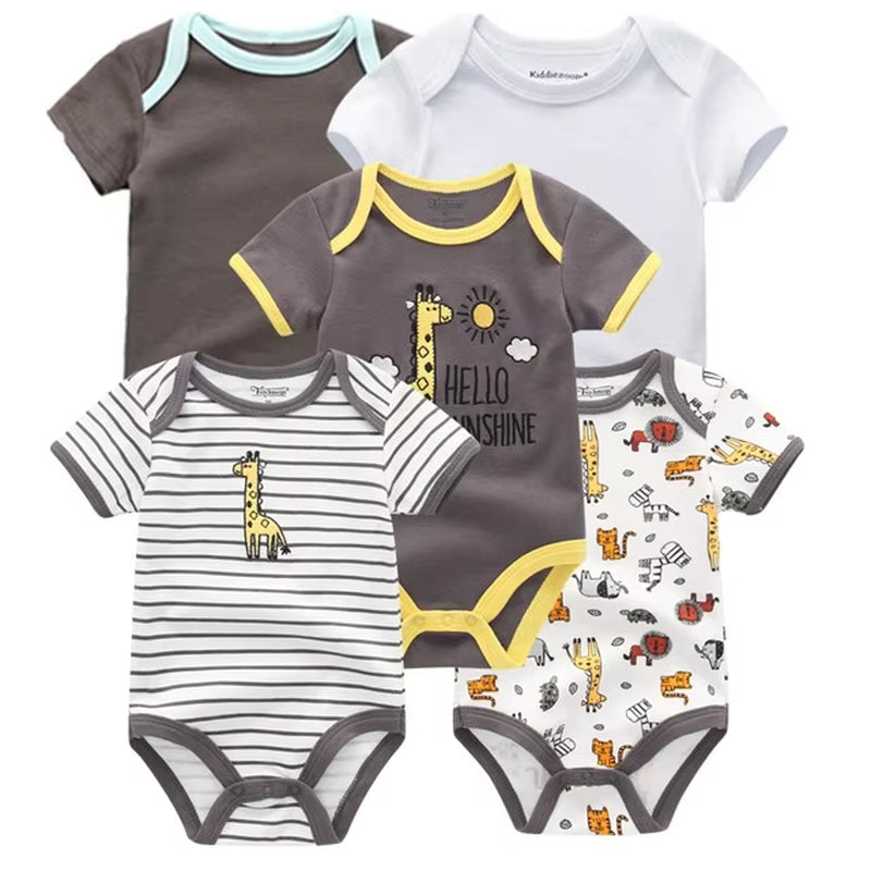 2022 5Pcs/Lot Baby Boys Clothes Bodysuits Unicorn 100%Cotton Girls Clothing Newborn Baby Girls Clothes Roupas De Bebe 0-12M