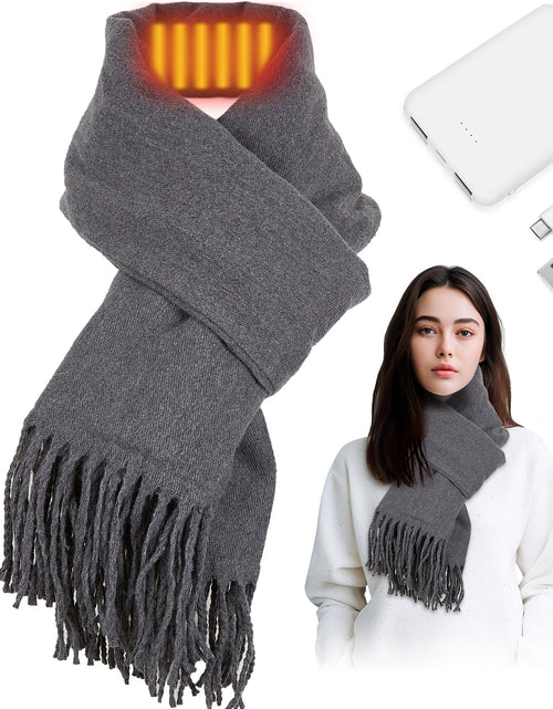 Load image into Gallery viewer, Heated Scarf for Women Men, USB Heating Scarf Long Shawl Warm Winter Electric Heated Neck Warmer Neck Heating Pad Scarves Cape,Gray
