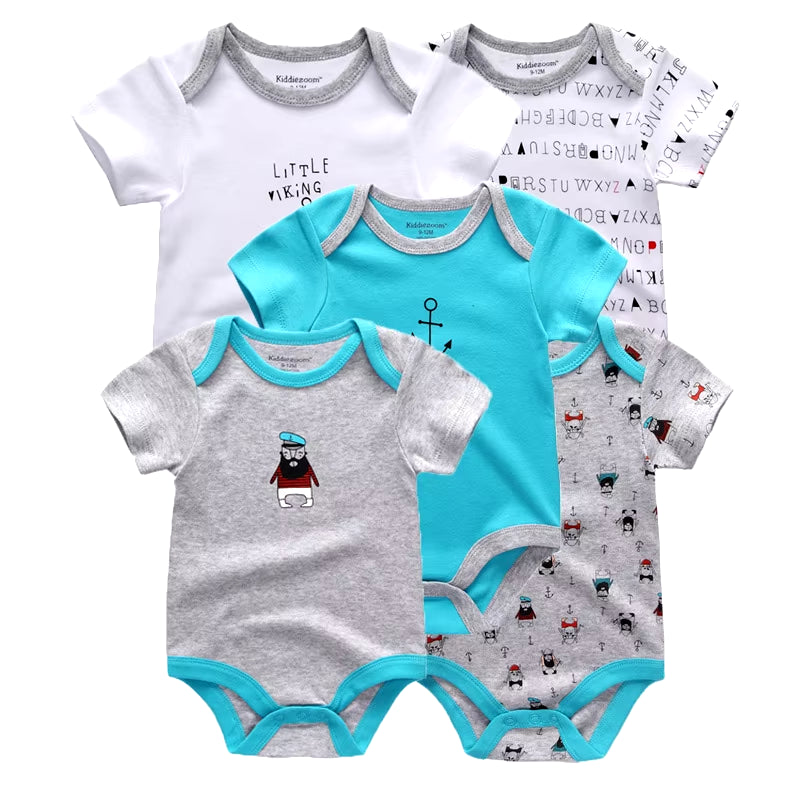 2022 5Pcs/Lot Baby Boys Clothes Bodysuits Unicorn 100%Cotton Girls Clothing Newborn Baby Girls Clothes Roupas De Bebe 0-12M