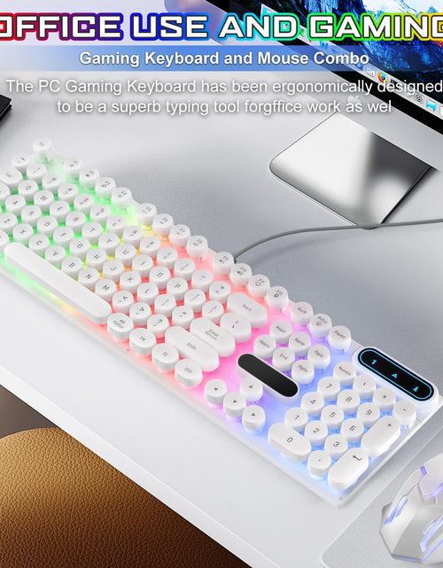 Load image into Gallery viewer, Gaming Keyboard and Mouse, Rainbow Backlit USB Wired Computer Mouse and Keyboard Combo, for Game, Office, White
