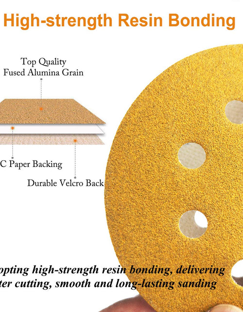 Load image into Gallery viewer, 5-Inch 8-Hole Hook and Loop Sanding Discs 150-Grit Random Orbit Sandpaper, 100-Pack
