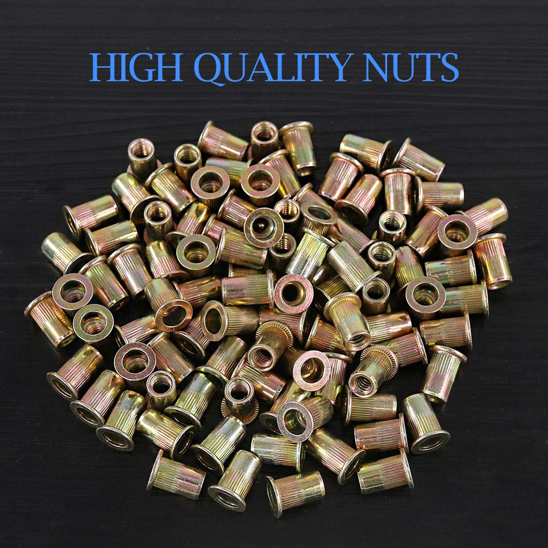 50Pcs 1/2"-13UNC Zinc Plated Carbon Steel Rivet Nut Flat Head Rivnut Threaded Insert Nuts Set (1/2"-13UNC)