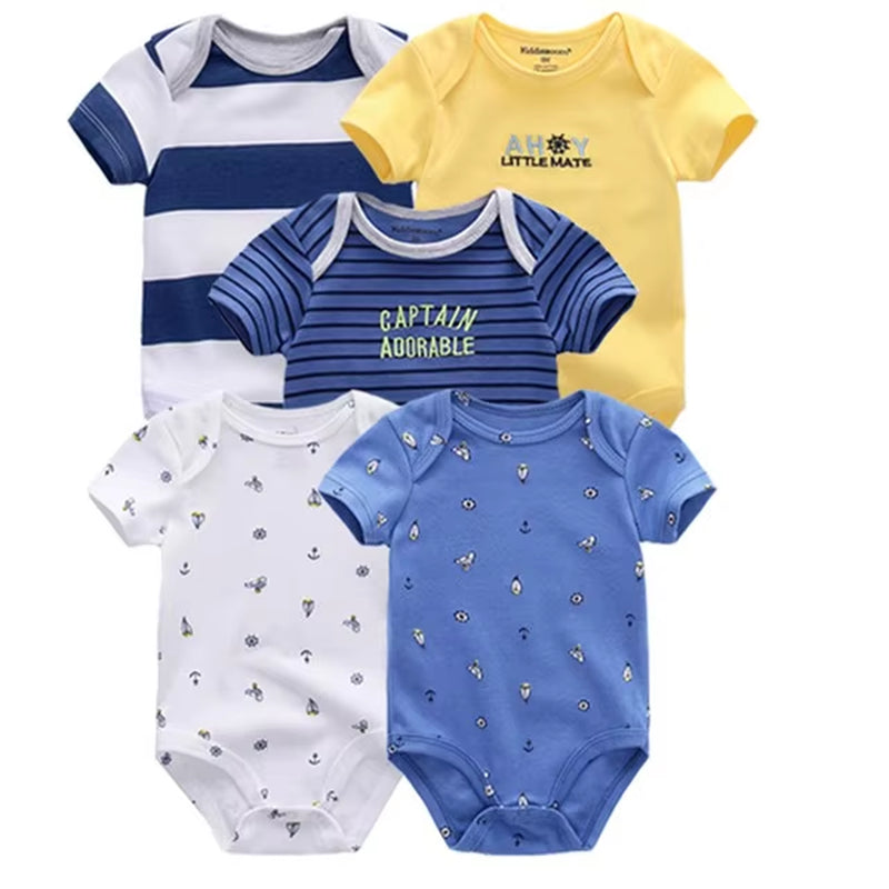 2022 5Pcs/Lot Baby Boys Clothes Bodysuits Unicorn 100%Cotton Girls Clothing Newborn Baby Girls Clothes Roupas De Bebe 0-12M