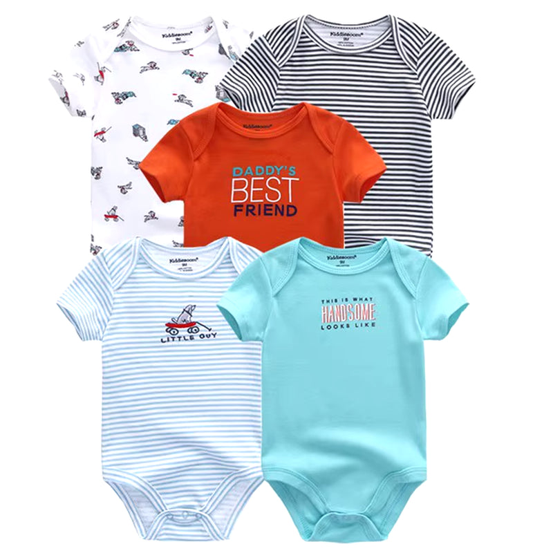 2022 5Pcs/Lot Baby Boys Clothes Bodysuits Unicorn 100%Cotton Girls Clothing Newborn Baby Girls Clothes Roupas De Bebe 0-12M