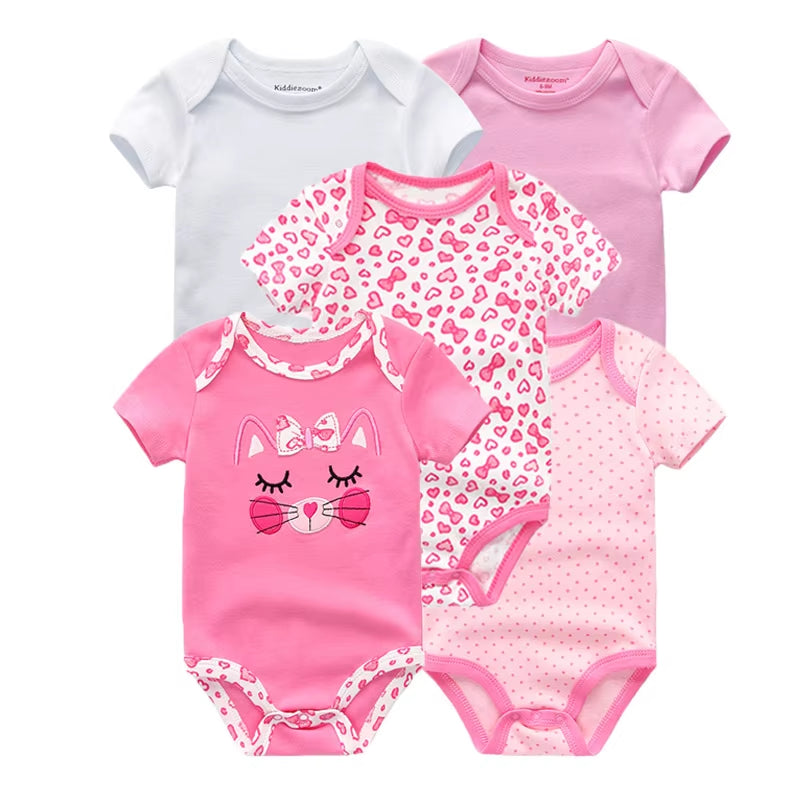 2022 5Pcs/Lot Baby Boys Clothes Bodysuits Unicorn 100%Cotton Girls Clothing Newborn Baby Girls Clothes Roupas De Bebe 0-12M