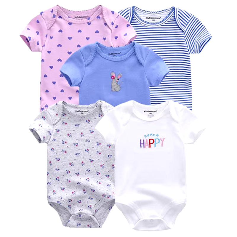 2022 5Pcs/Lot Baby Boys Clothes Bodysuits Unicorn 100%Cotton Girls Clothing Newborn Baby Girls Clothes Roupas De Bebe 0-12M