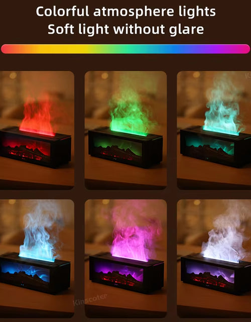 Load image into Gallery viewer, Colorful Flame Fireplace Aroma Diffuser 150Ml Waterless Auto-Off Air Humidifier with Timer Remote Control for Home Bedroom Gift
