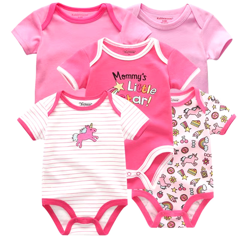 2022 5Pcs/Lot Baby Boys Clothes Bodysuits Unicorn 100%Cotton Girls Clothing Newborn Baby Girls Clothes Roupas De Bebe 0-12M