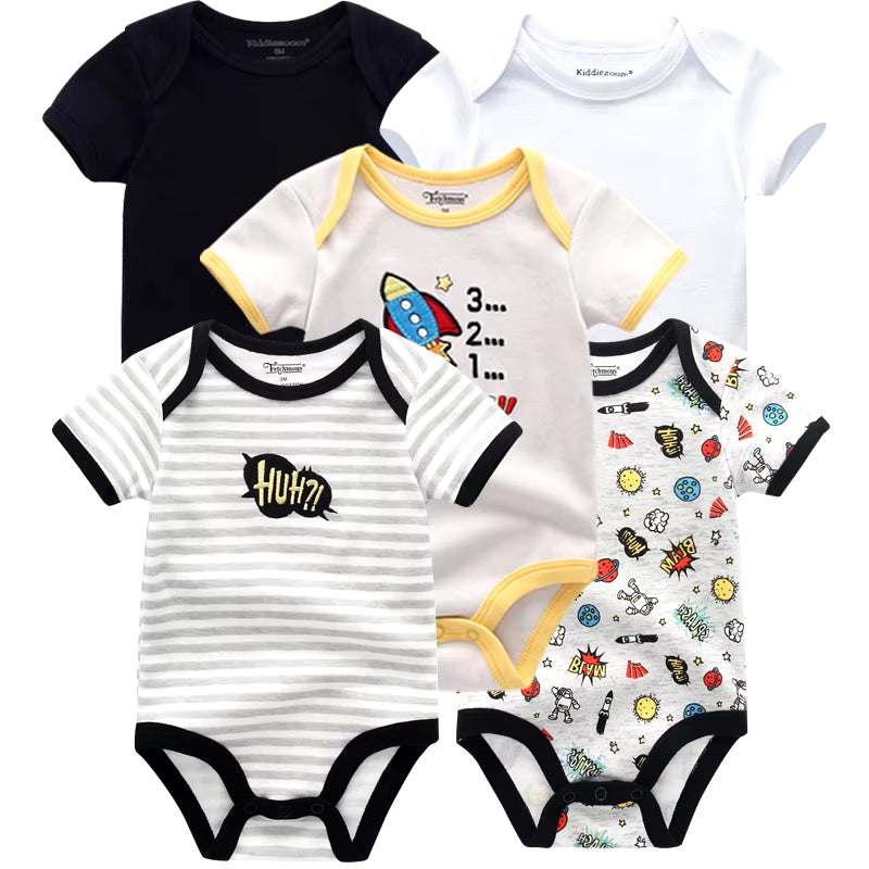 2022 5Pcs/Lot Baby Boys Clothes Bodysuits Unicorn 100%Cotton Girls Clothing Newborn Baby Girls Clothes Roupas De Bebe 0-12M