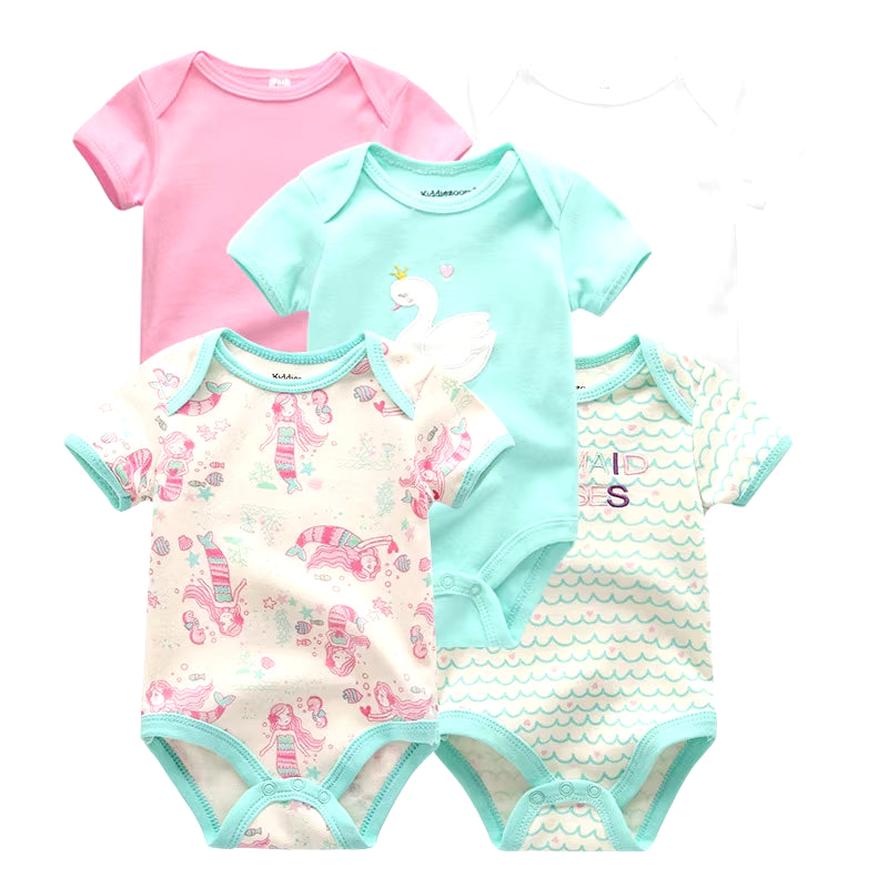 2022 5Pcs/Lot Baby Boys Clothes Bodysuits Unicorn 100%Cotton Girls Clothing Newborn Baby Girls Clothes Roupas De Bebe 0-12M