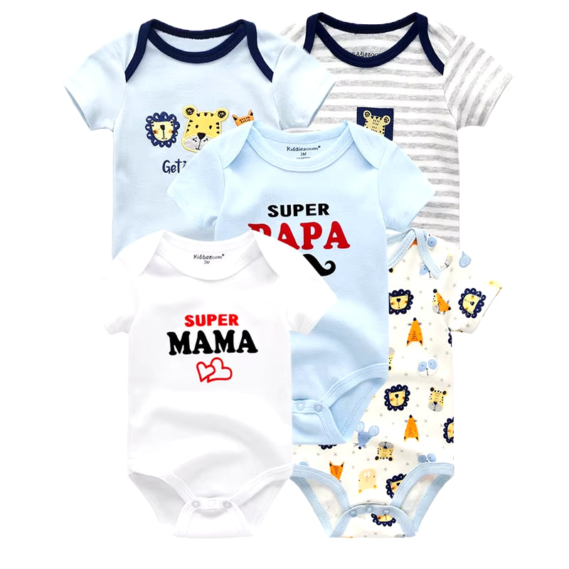 2022 5Pcs/Lot Baby Boys Clothes Bodysuits Unicorn 100%Cotton Girls Clothing Newborn Baby Girls Clothes Roupas De Bebe 0-12M