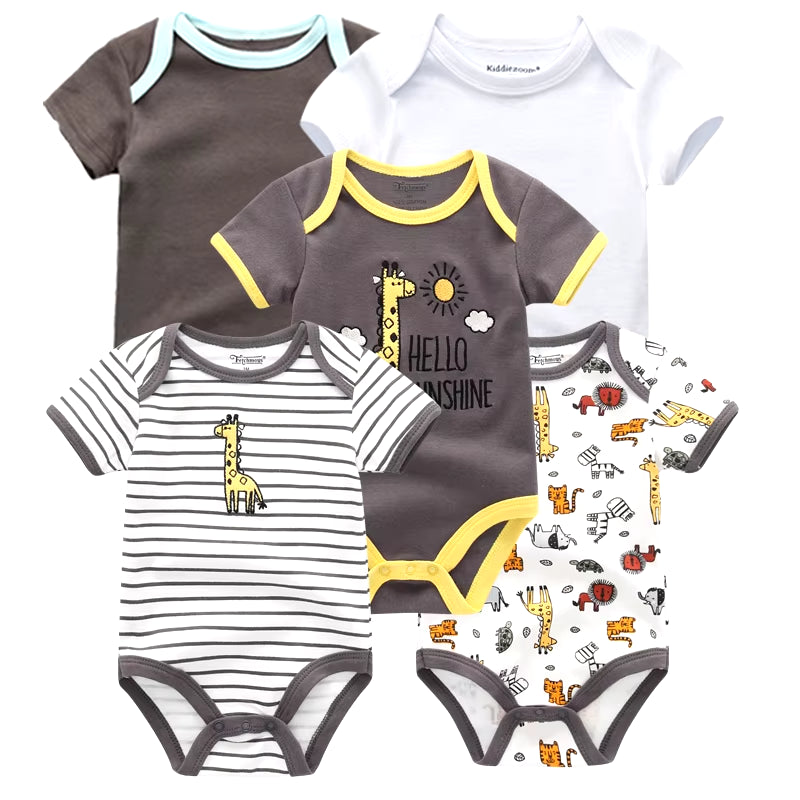 2022 5Pcs/Lot Baby Boys Clothes Bodysuits Unicorn 100%Cotton Girls Clothing Newborn Baby Girls Clothes Roupas De Bebe 0-12M