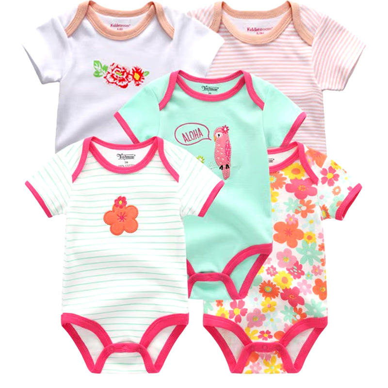 2022 5Pcs/Lot Baby Boys Clothes Bodysuits Unicorn 100%Cotton Girls Clothing Newborn Baby Girls Clothes Roupas De Bebe 0-12M