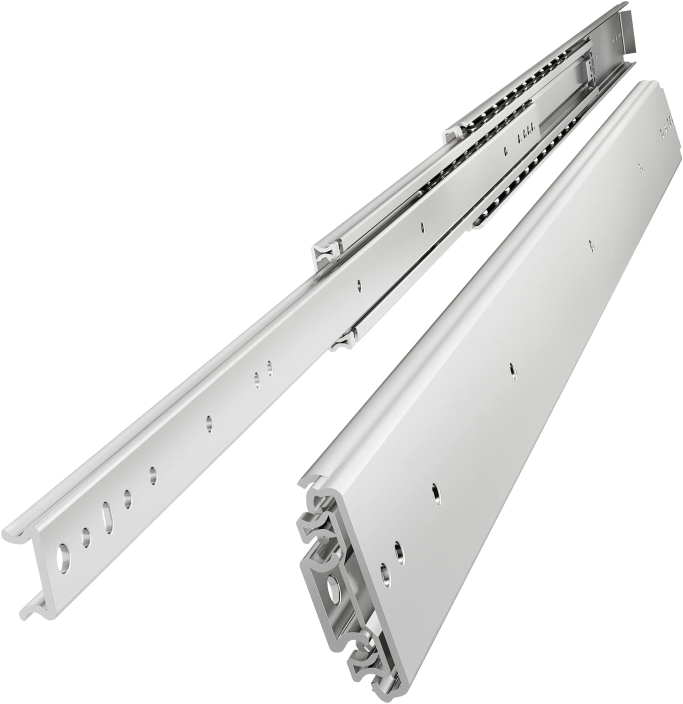 56" Industrial Grade Heavy Duty Drawer Slide without Lock #VA2576, 3" Widening up to 308Lb Load Capacity, 3-Fold Full Extension, Ball Bearing, Side Mount, 1-Pair