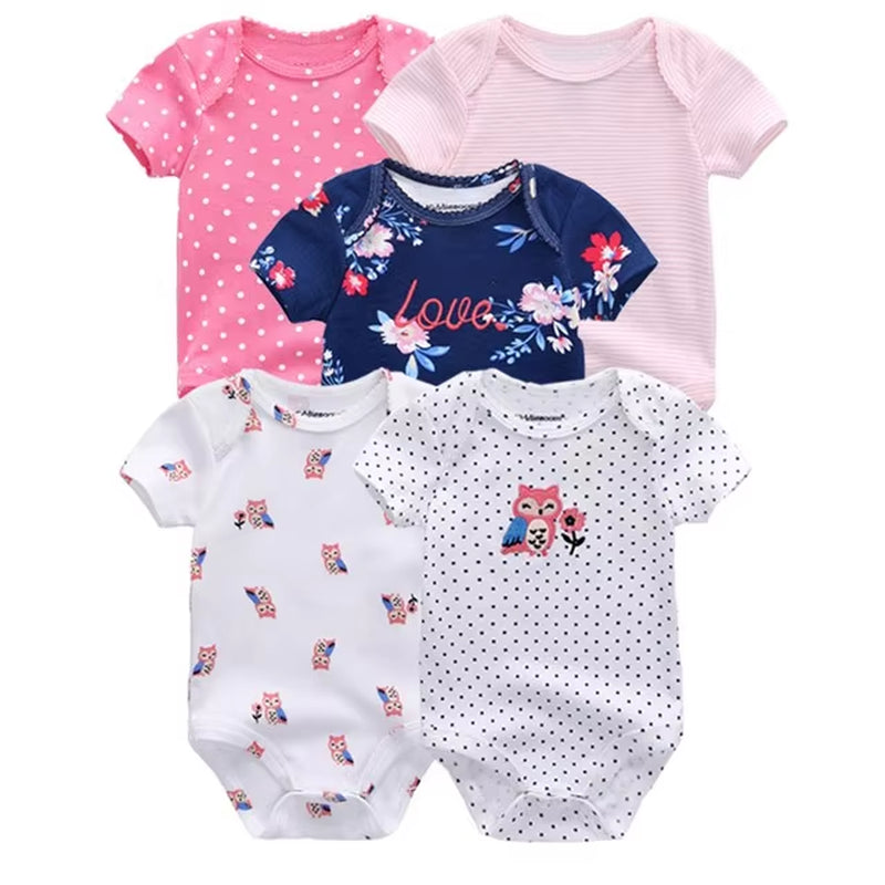 2022 5Pcs/Lot Baby Boys Clothes Bodysuits Unicorn 100%Cotton Girls Clothing Newborn Baby Girls Clothes Roupas De Bebe 0-12M