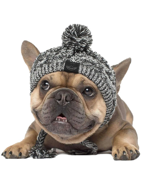 Load image into Gallery viewer, Winter Warm Dog Hats Windproof Knitting French Bulldog Hat for Dogs Chihuahua Hat Fluffy Ball Puppy Accessories Pet Hats
