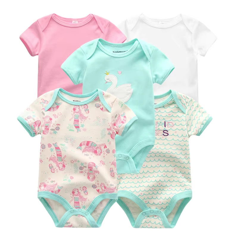 2022 5Pcs/Lot Baby Boys Clothes Bodysuits Unicorn 100%Cotton Girls Clothing Newborn Baby Girls Clothes Roupas De Bebe 0-12M