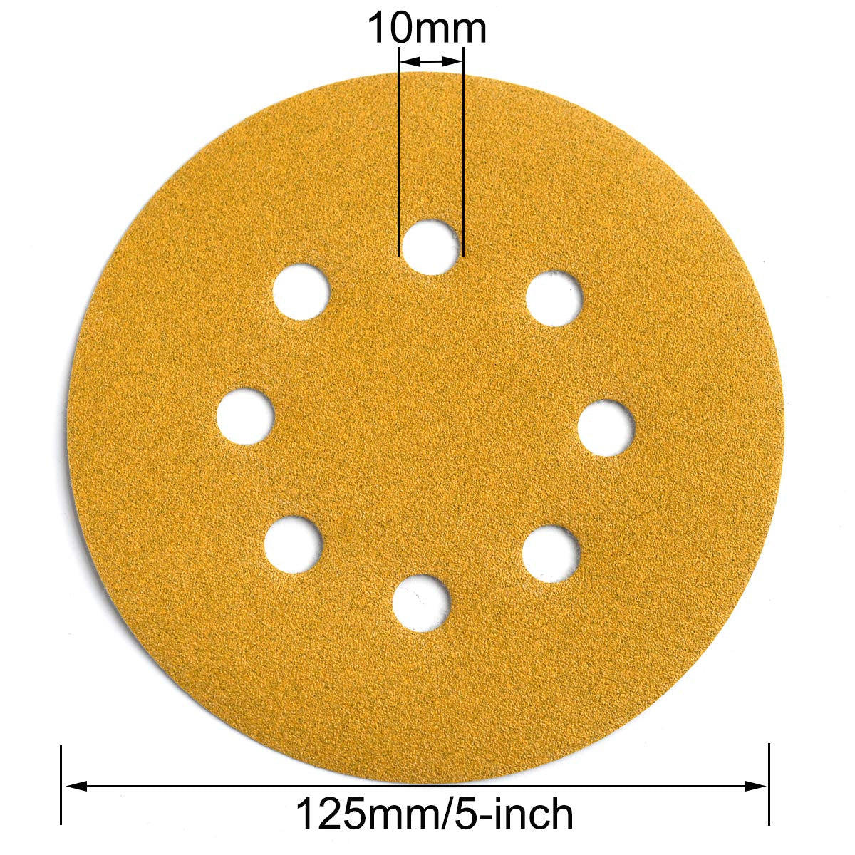 5-Inch 8-Hole Hook and Loop Sanding Discs 150-Grit Random Orbit Sandpaper, 100-Pack