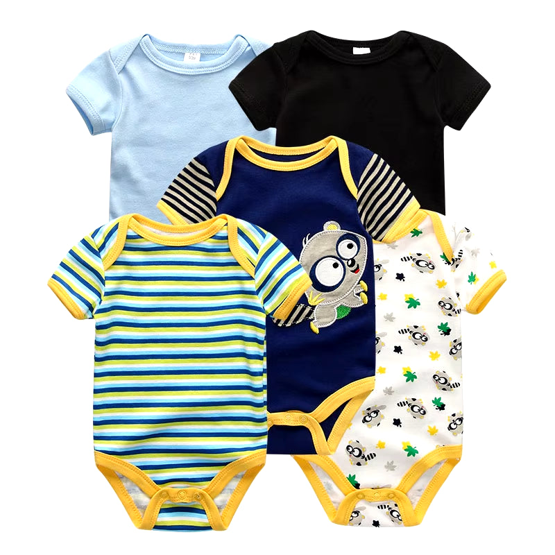 2022 5Pcs/Lot Baby Boys Clothes Bodysuits Unicorn 100%Cotton Girls Clothing Newborn Baby Girls Clothes Roupas De Bebe 0-12M