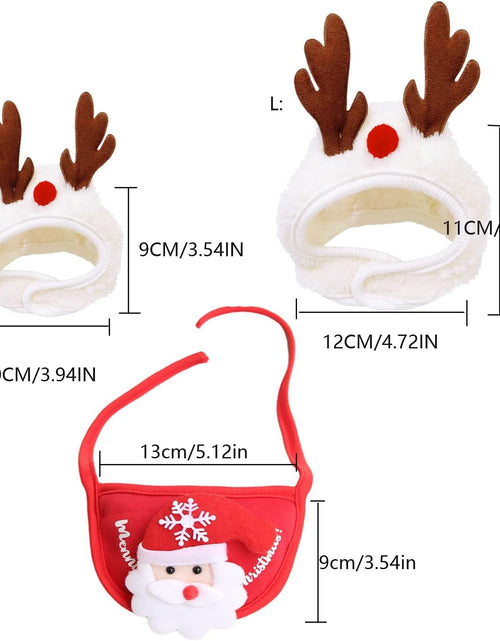 Load image into Gallery viewer, 2PCS Christmas Adjustable Pet Christmas Costume Set Including Reindeer Antlers Christmas Tree Headband and Pet Christmas Accessories Decoration Scarf
