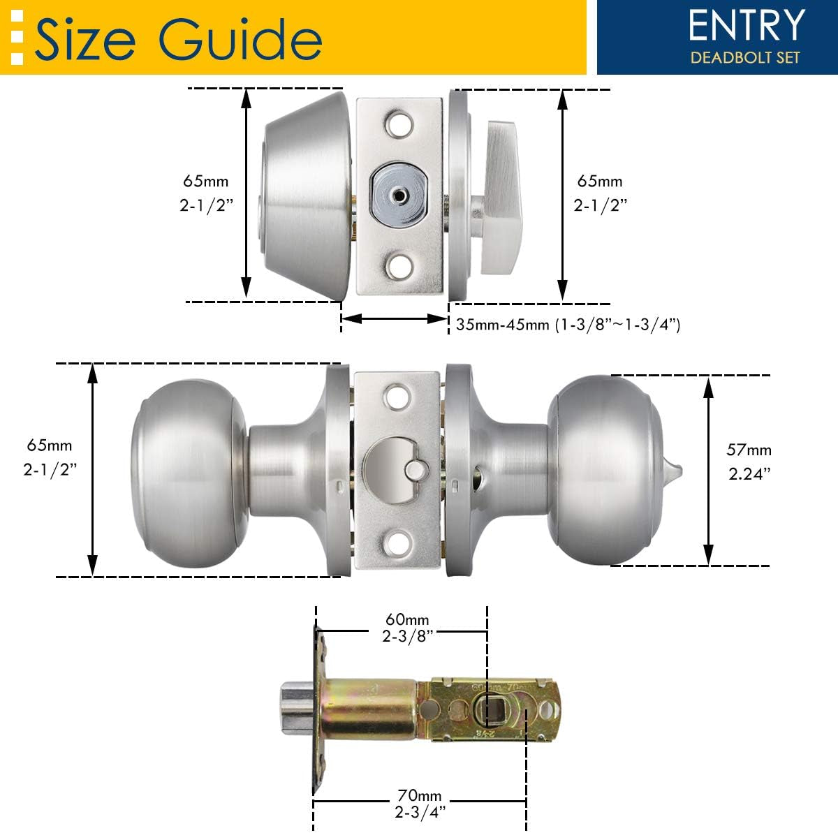 4 Pack Entry Door Knob and Single Cylinder Deadbolt Combo Pack in Satin Nickel, Keyed Alike Exterior Door Lock Set with Deadbolt, Door Knobs with Deadbolt for Entrance and Front Door