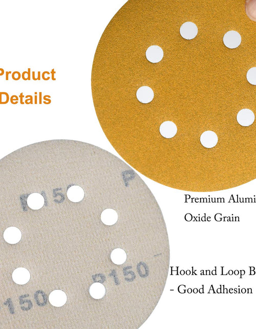 Load image into Gallery viewer, 5-Inch 8-Hole Hook and Loop Sanding Discs 150-Grit Random Orbit Sandpaper, 100-Pack
