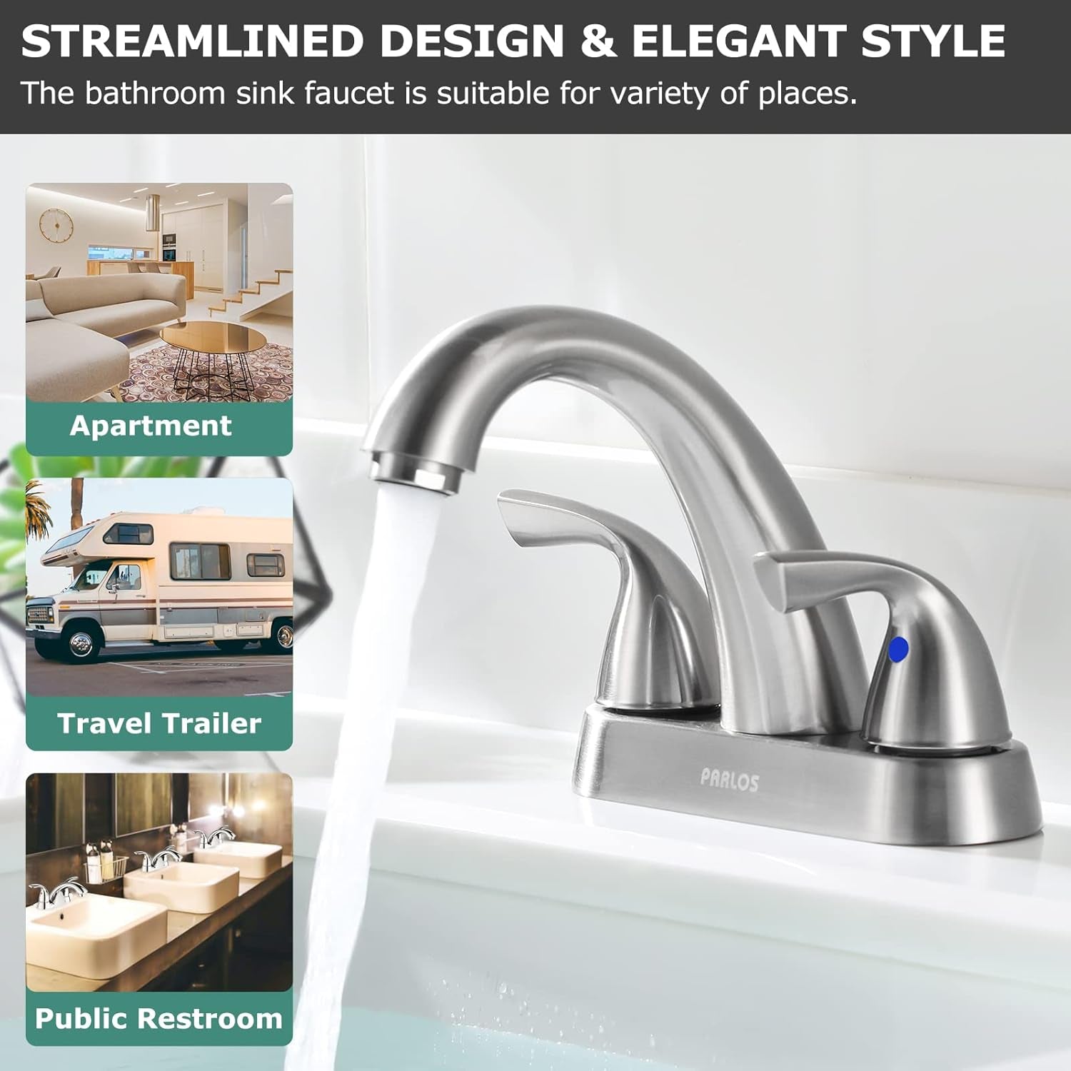 2-Handle Bathroom Sink Faucet with Drain Assembly and Supply Hose Lead-Free Cupc Lavatory Faucet Mixer Double Handle Tap Deck Mounted Brushed Nickel,13598