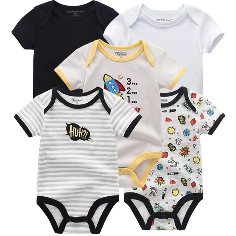 2022 5Pcs/Lot Baby Boys Clothes Bodysuits Unicorn 100%Cotton Girls Clothing Newborn Baby Girls Clothes Roupas De Bebe 0-12M